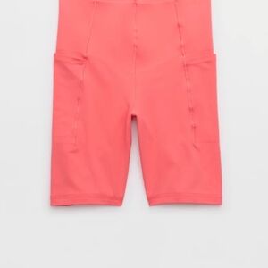 Coral High-Waisted Biker Shorts
